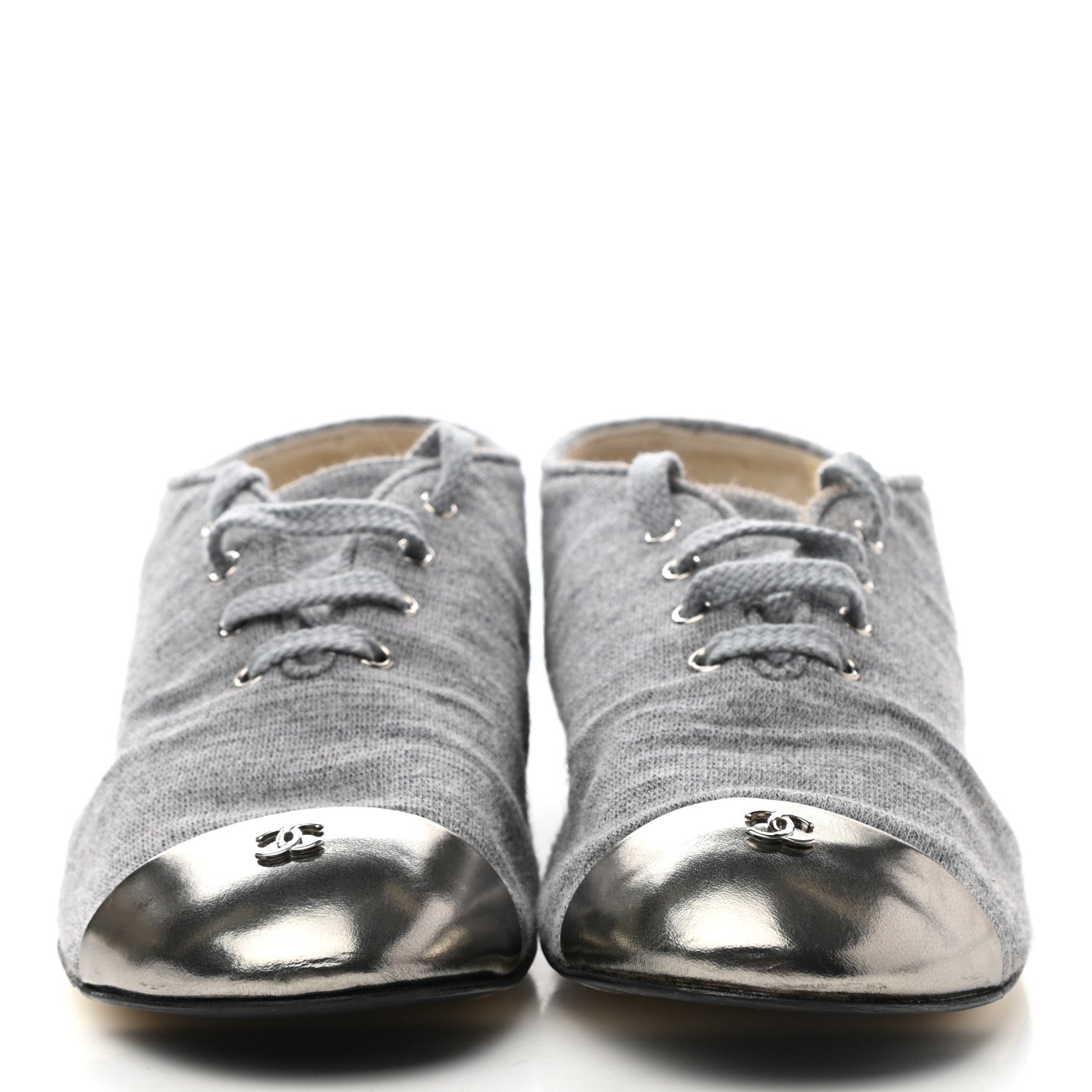 Chanel Cap Toe CC Lace Up 38.5 Grey 2 of 9