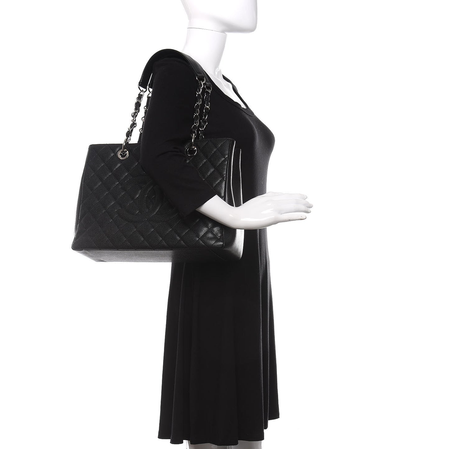 Caviar Quilted Grand Shopping Tote GST Black