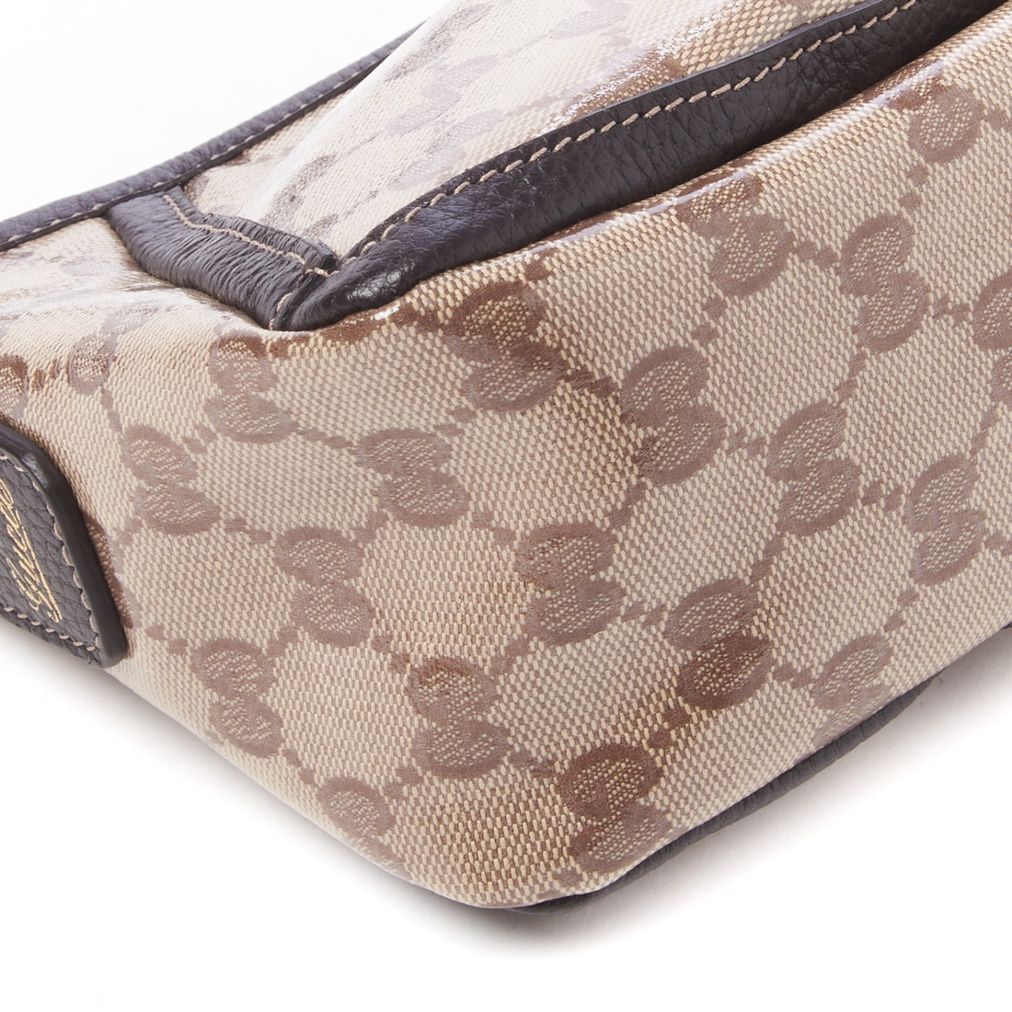 Crystal Monogram Small D Ring Gold Hobo Brown