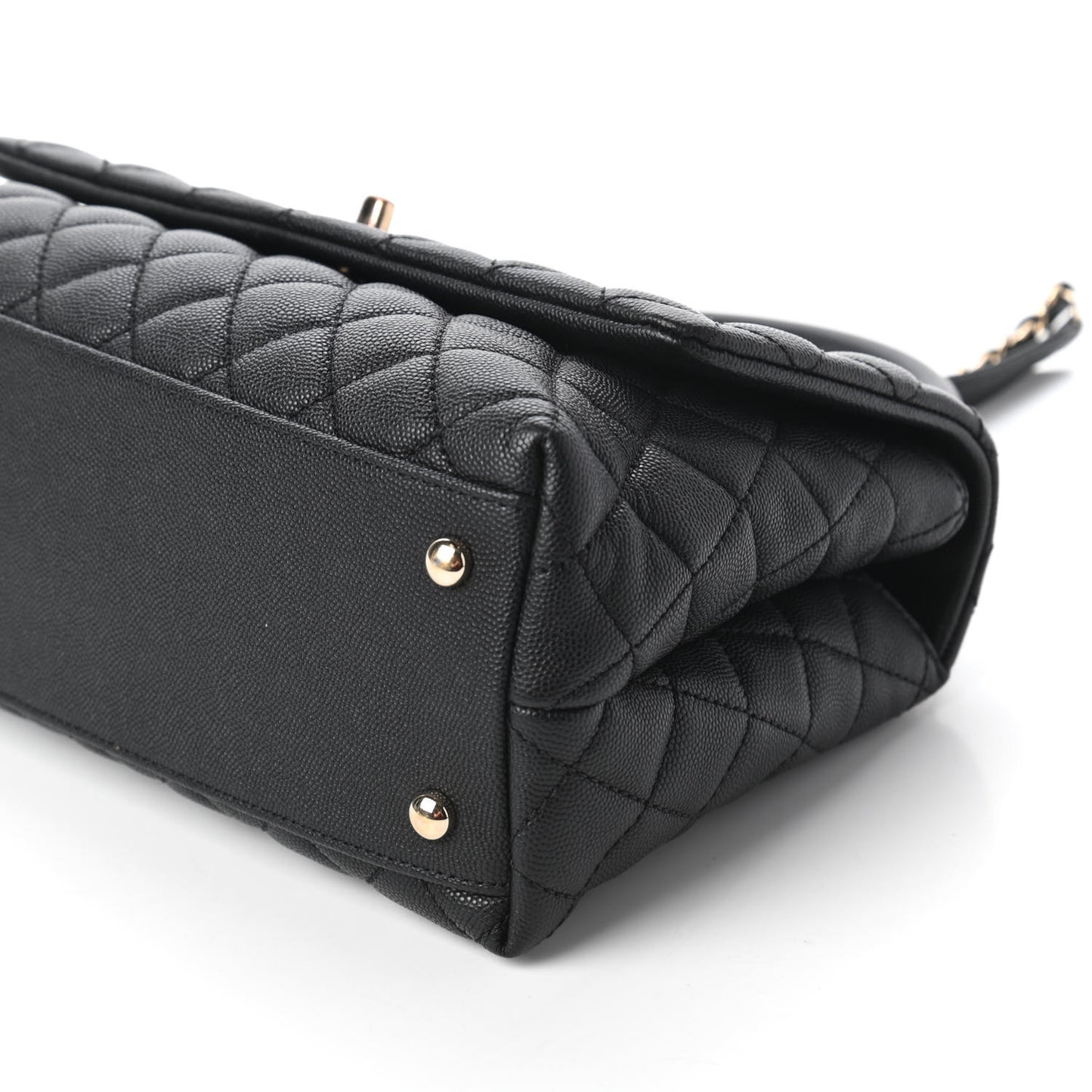 Caviar Quilted Small Coco Handle Flap Black