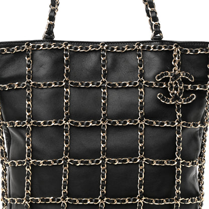 Chanel Lambskin Large Shopping Chain Tote Black 7 of 13