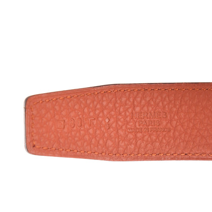 Hermes Box Togo 32mm Martelee H Belt 90 Black Orange 6 of 7