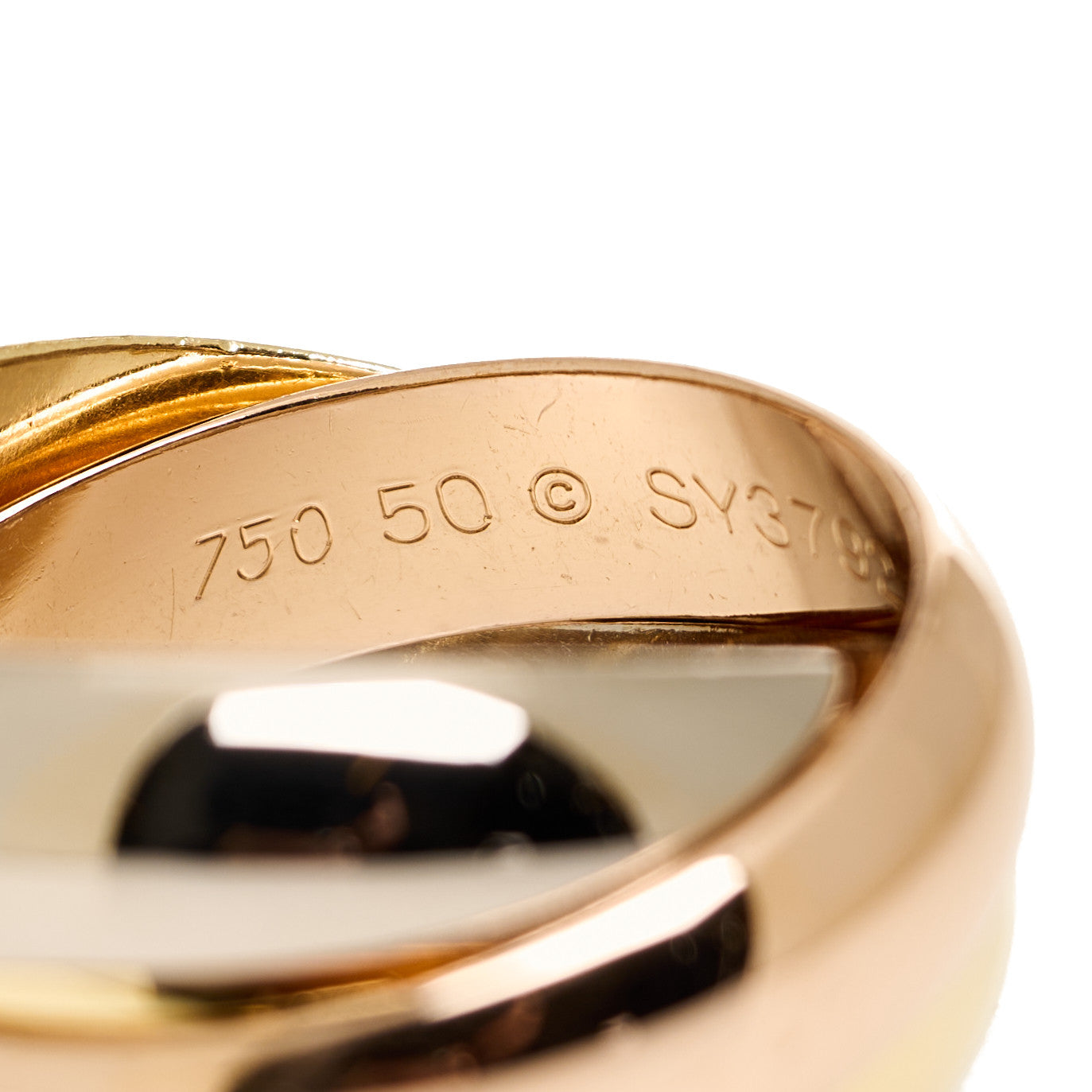 18K Pink Yellow White Gold Large Trinity Ring 50 5.5