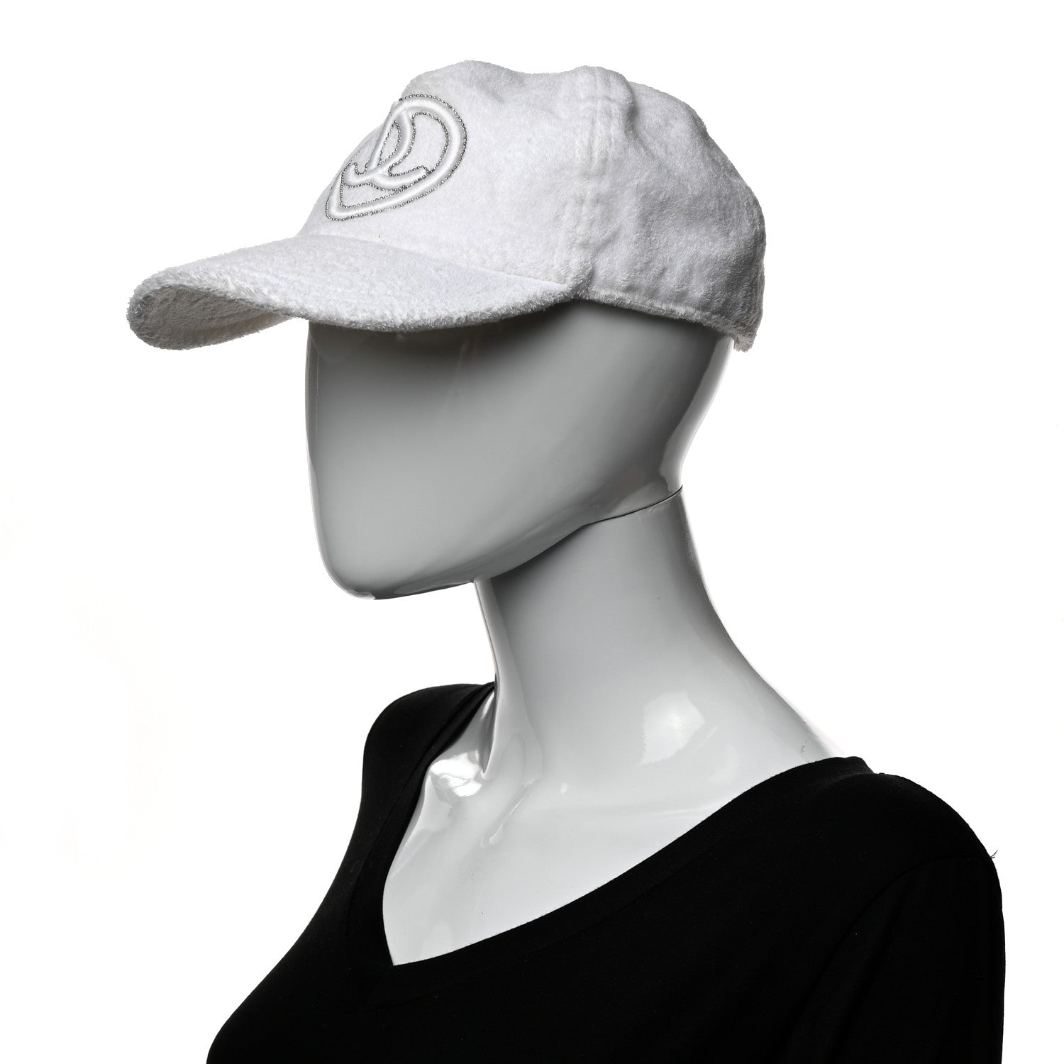 Chanel Terry Cotton Chain Embellished CC Heart Cap Hat L White 2 of 8