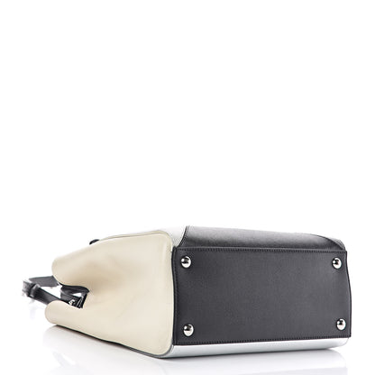 Fendi Vitello Elite Calfskin Colorblock Petite 2Jours Tote Black Multicolor White Argento 4 of 11