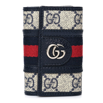 Gucci GG Supreme Monogram Web Ophidia 6 Key Holder Case Beige Blue 1 of 8