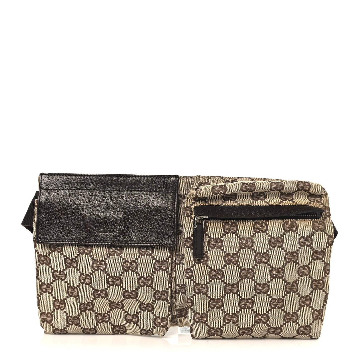GG Monogram Double Pocket Belt Bag Dark Brown
