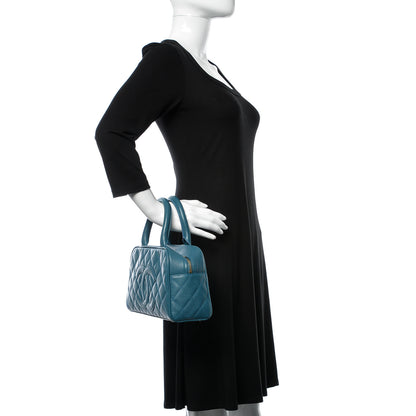 Chanel Caviar Quilted Small Bowler Blue 2 of 10