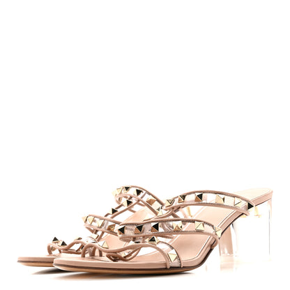 Valentino Garavani Nappa Rockstud PVC 60mm Caged Slide Sandals 38 Poudre 4 of 11