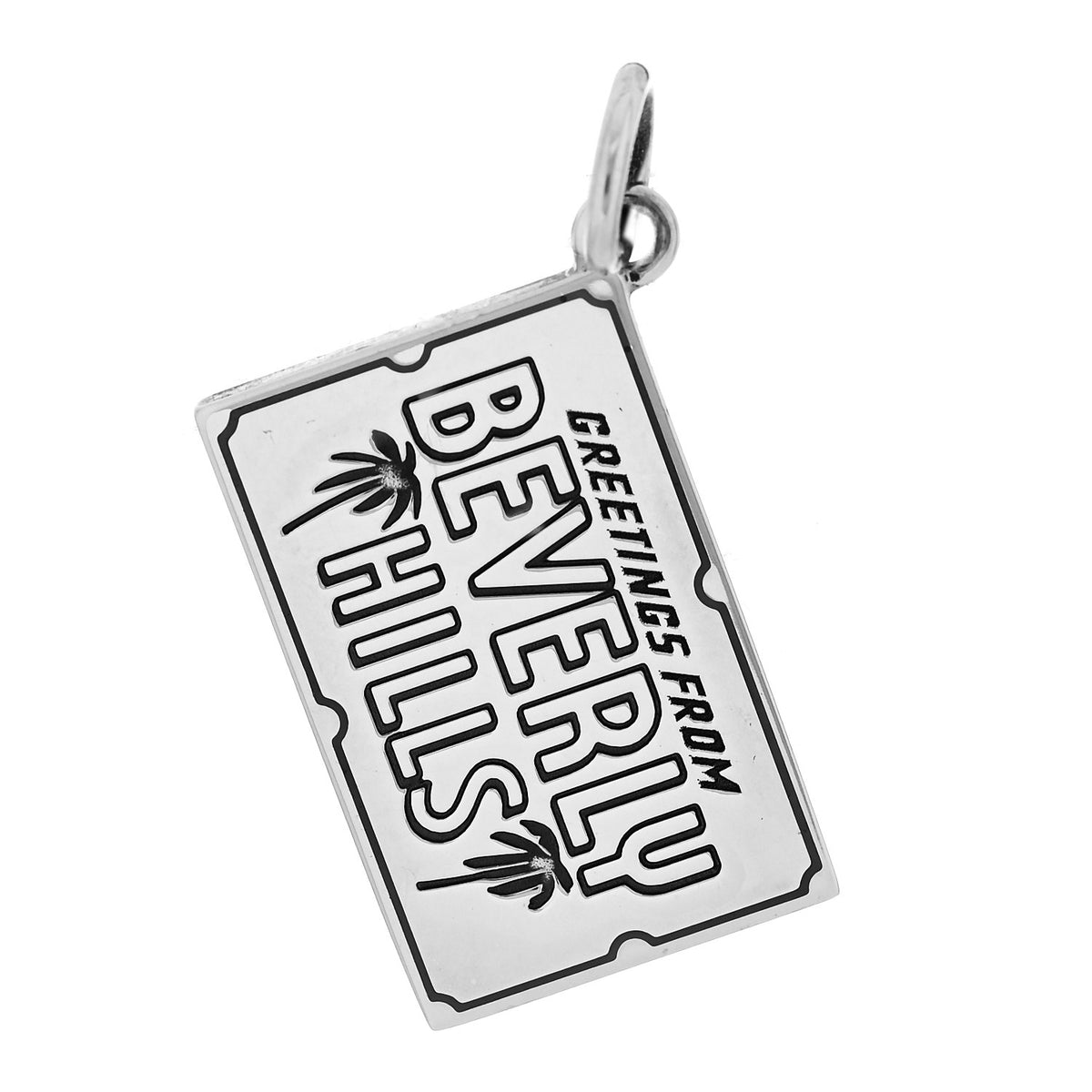 Tiffany Sterling Silver Enamel Beverly Hills Postcard Charm Blue 1 of 4