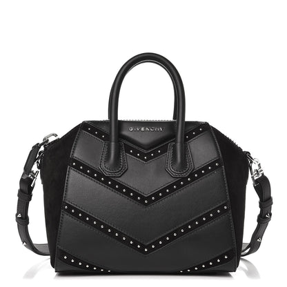 Givenchy Calfskin Suede Mini Studded Chevron Antigona Black 1 of 9