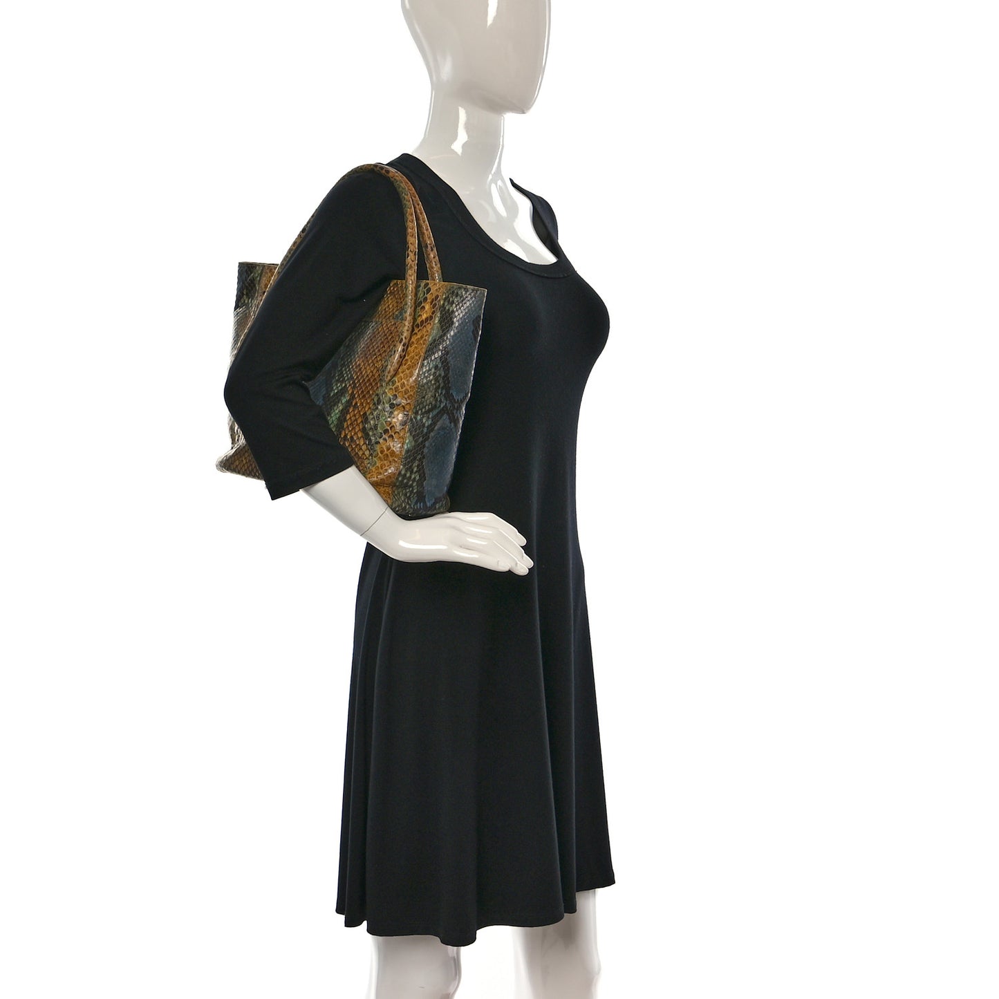 Snakeskin Liz Tote Beige Blue