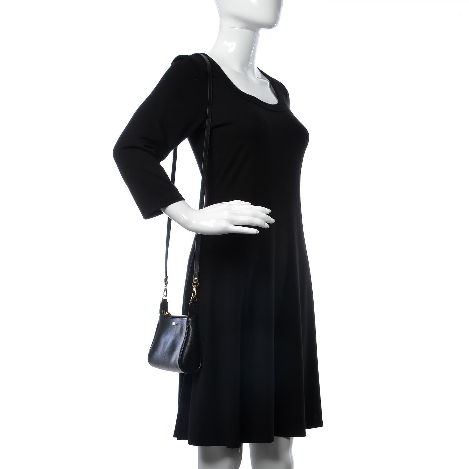 Fendi Vitello Elite Mini Pouch Crossbody Black 2 of 7