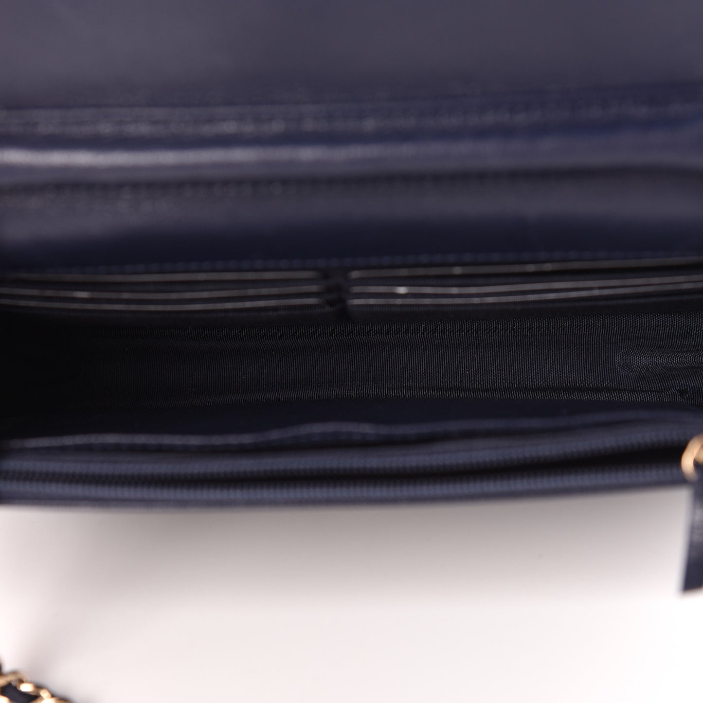 Sheepskin Quilted Mademoiselle Vintage Wallet On Chain WOC Navy