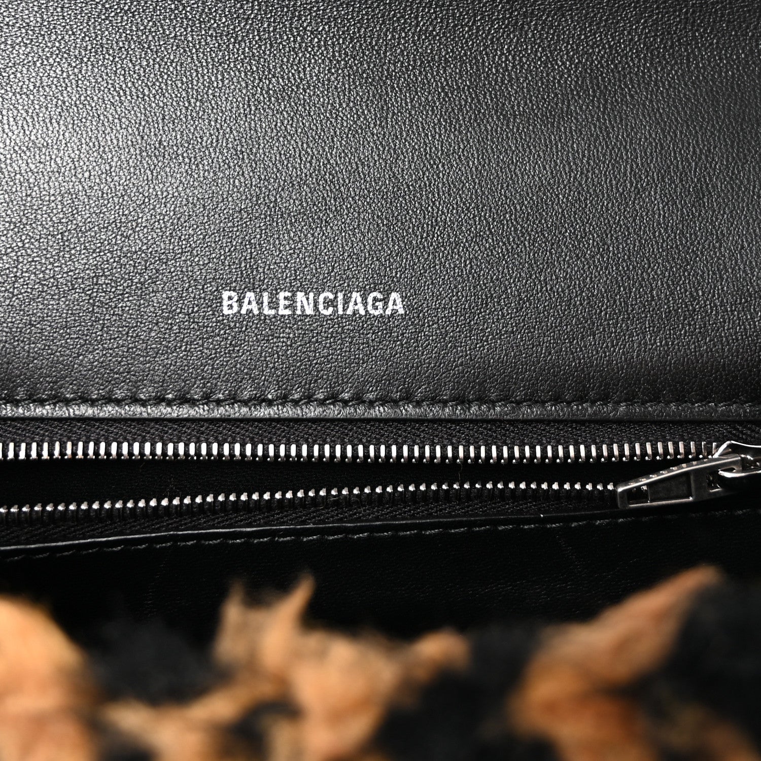 Balenciaga Fleece Leopard Print Small Hourglass Top Handle Bag Brown 6 of 9