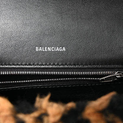 Balenciaga Fleece Leopard Print Small Hourglass Top Handle Bag Brown 6 of 9