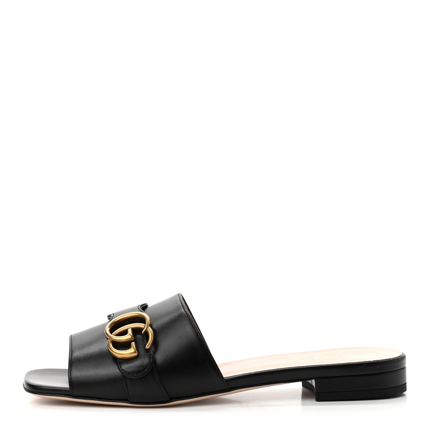 Malaga Kid GG Marmont Flat Slide Sandals 38.5 Black