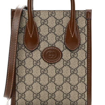 Gucci GG Supreme Monogram Azalea Calfskin Mini Retro Interlocking G Tote Bag Beige Ebony Brown Sugar 8 of 12