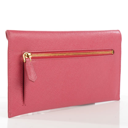 Prada Saffiano Metal Envelope Wallet Peonia 3 of 7