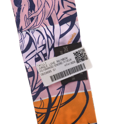 Hermes Silk Jungle Love Rainbow Twilly Orange Encre Vieux Rose 3 of 4