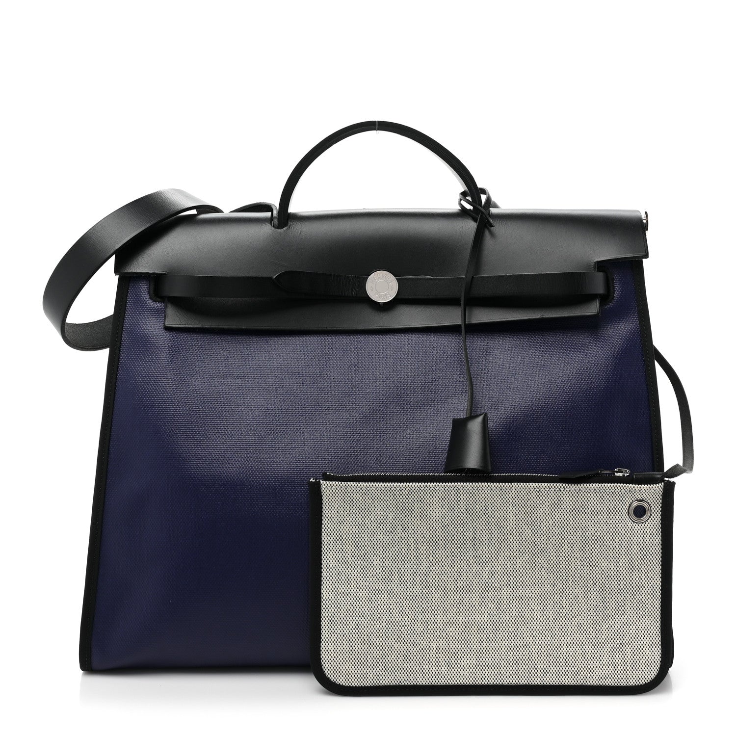 Hermes Toile H Berline Vache Hunter Herbag Zip 39 MM Bleu Saphir Black 3 of 11