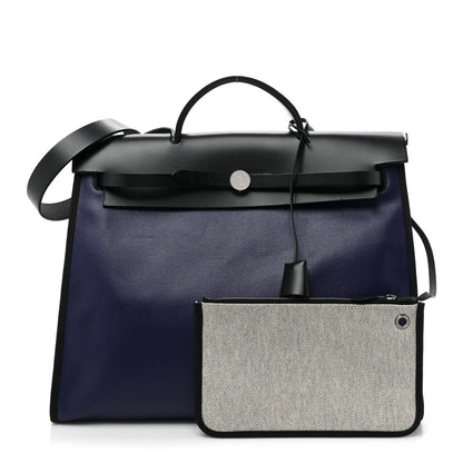 Hermes Toile H Berline Vache Hunter Herbag Zip 39 MM Bleu Saphir Black 3 of 11