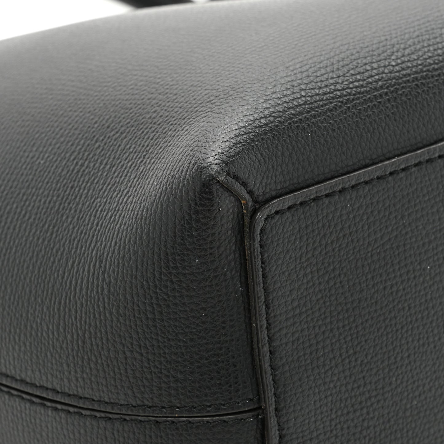 Grainy Calfskin Haymarket Check Medium Reversible Tote Black