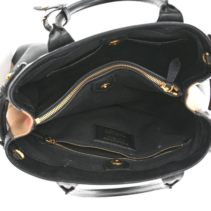 Burberry Grainy Calfskin House Check Medium Banner Tote Black 5 of 14