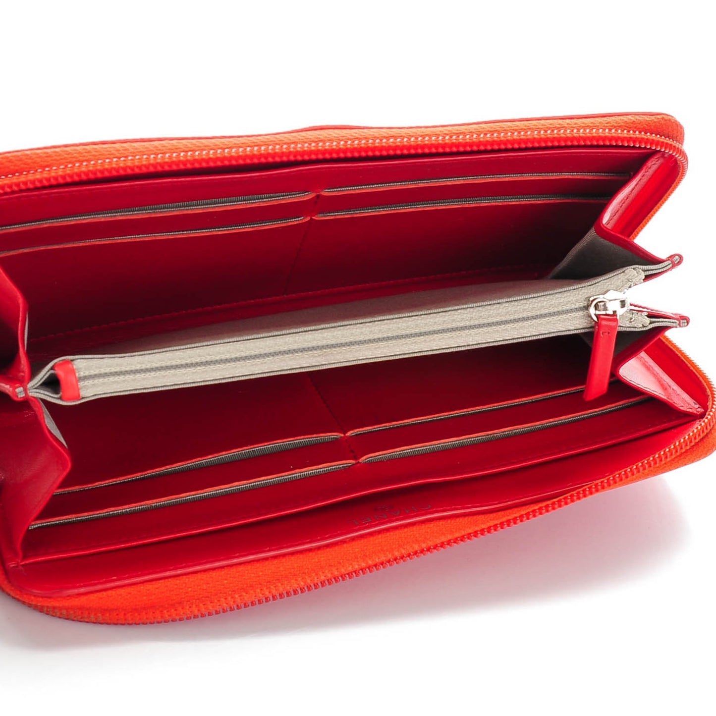 Caviar Large Timeless CC Gusset Zip Around Wallet Light Red