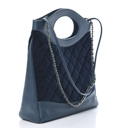 Chanel Velvet Lambskin Quilted Small 31 Shopping Bag Blue 3 of 11