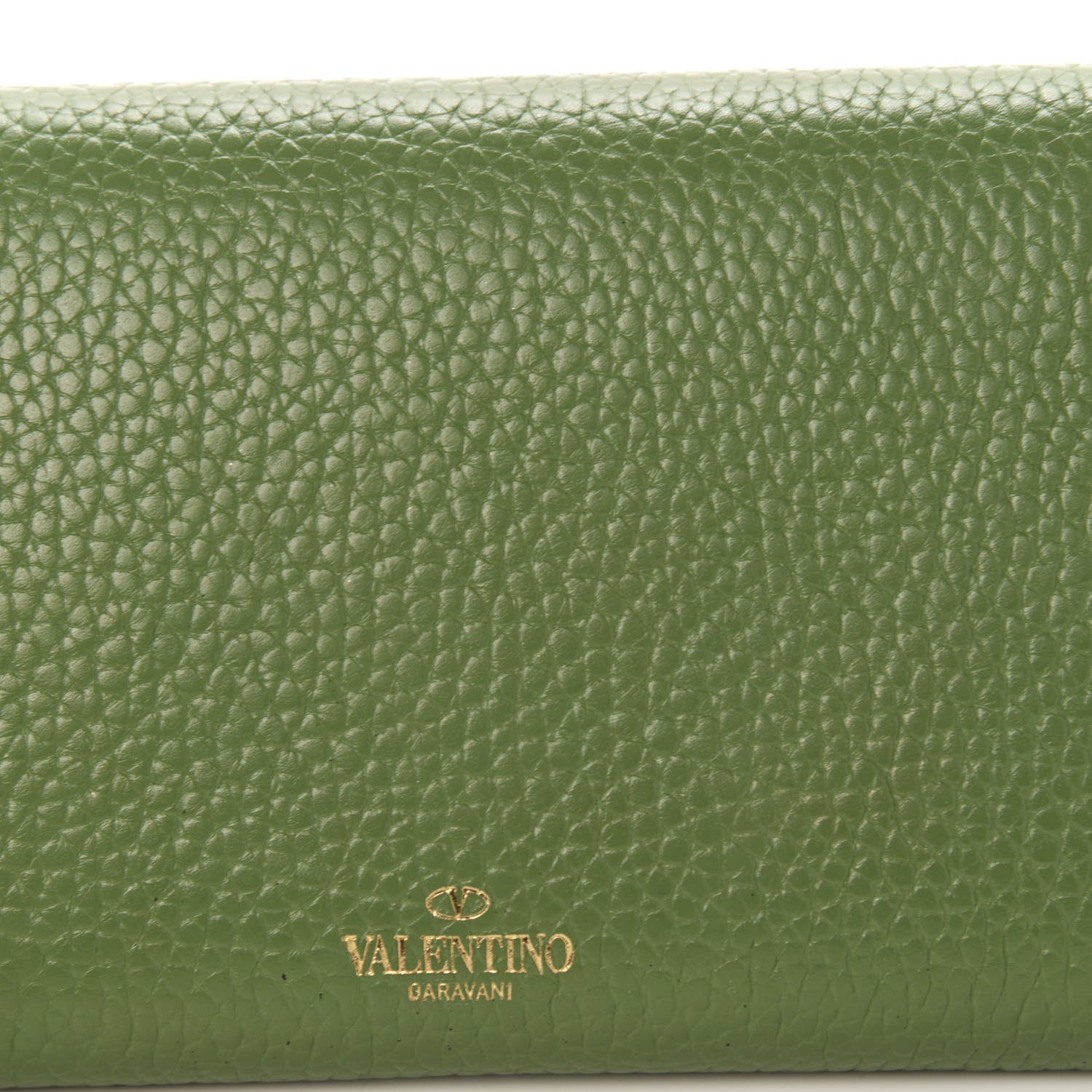 Valentino Garavani Pebbled Calfskin Rockstud Flap Wallet On Chain Deep Clover 11 of 13