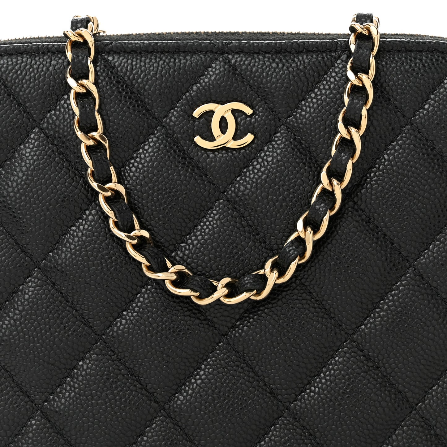Caviar Quilted Classic Clutch with Chain Black