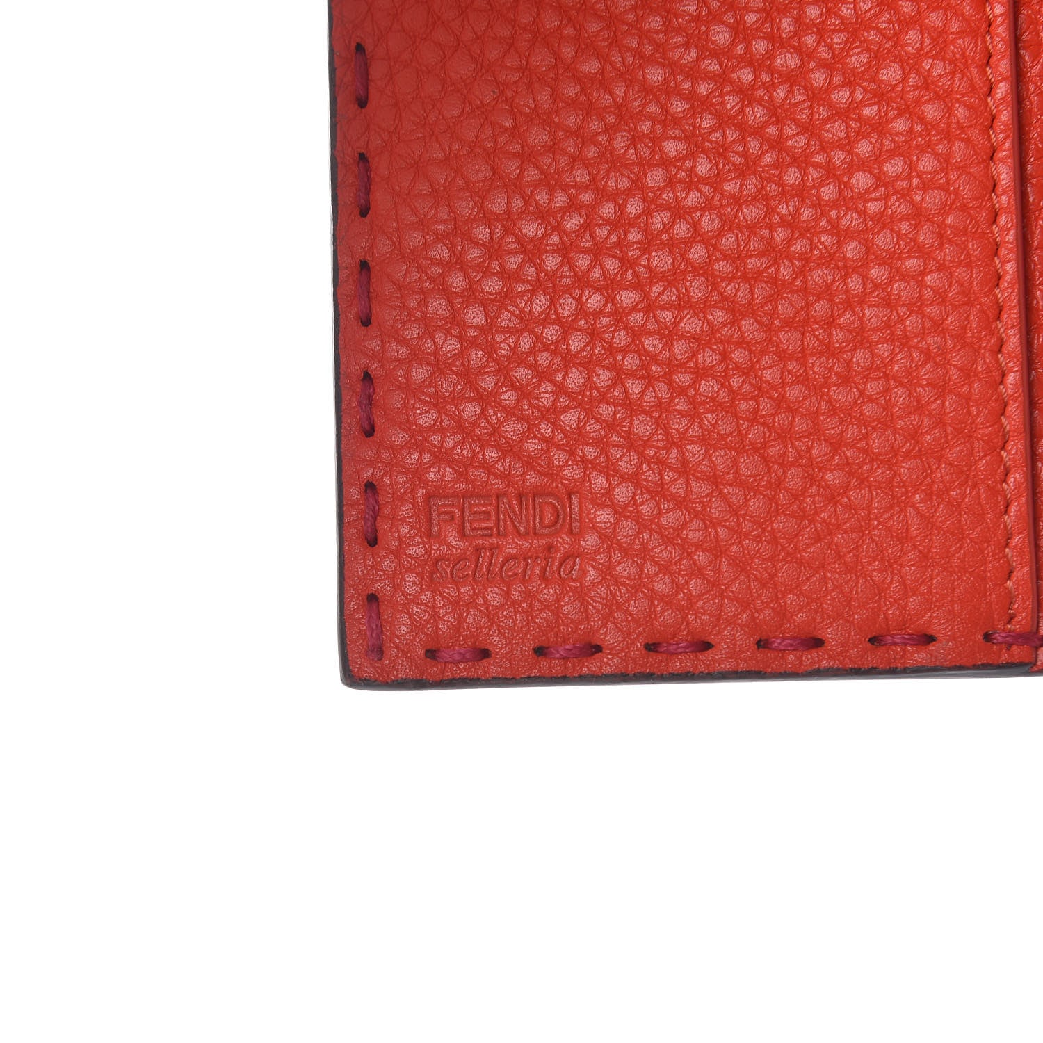 Fendi Cuoio Romano Selleria Bi-Color Passport Cover Fuxia Papavero 7 of 8