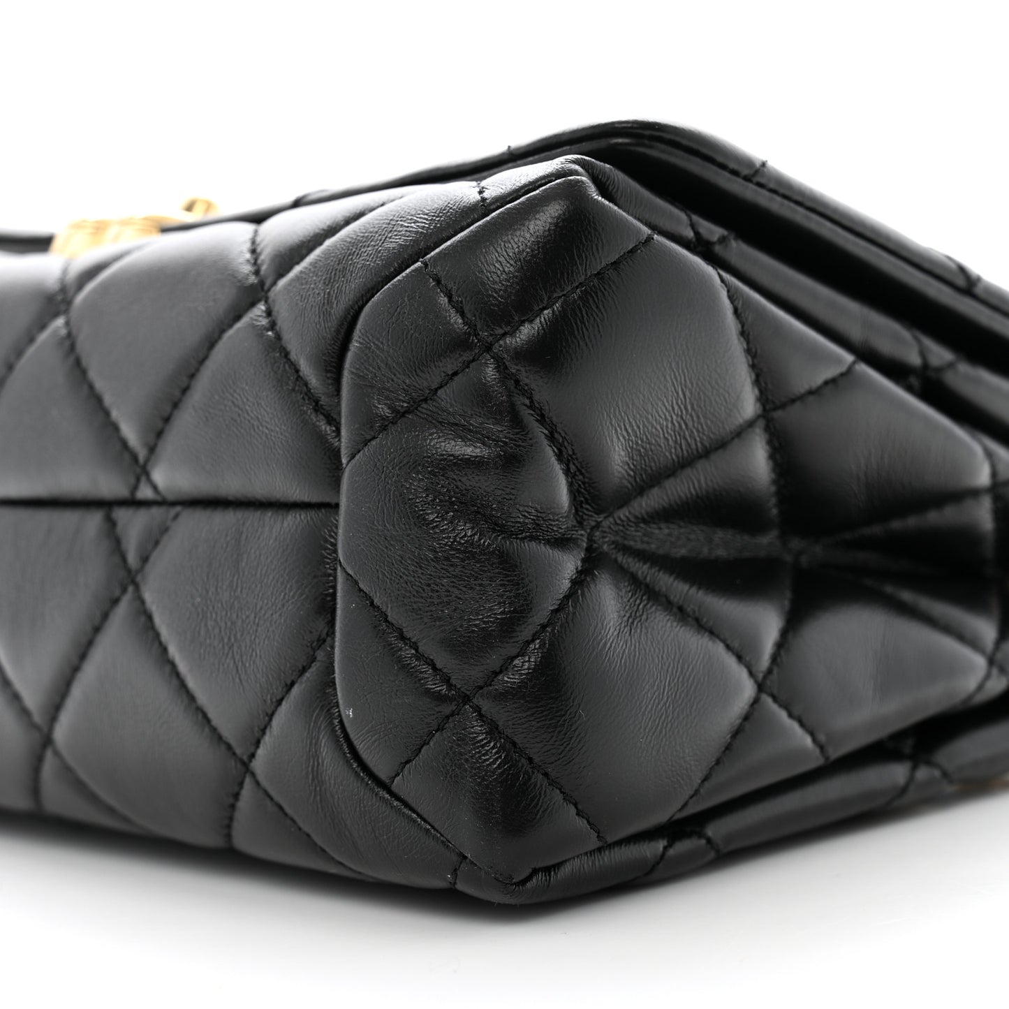 Lambskin Quilted Medium Color Match Flap Black