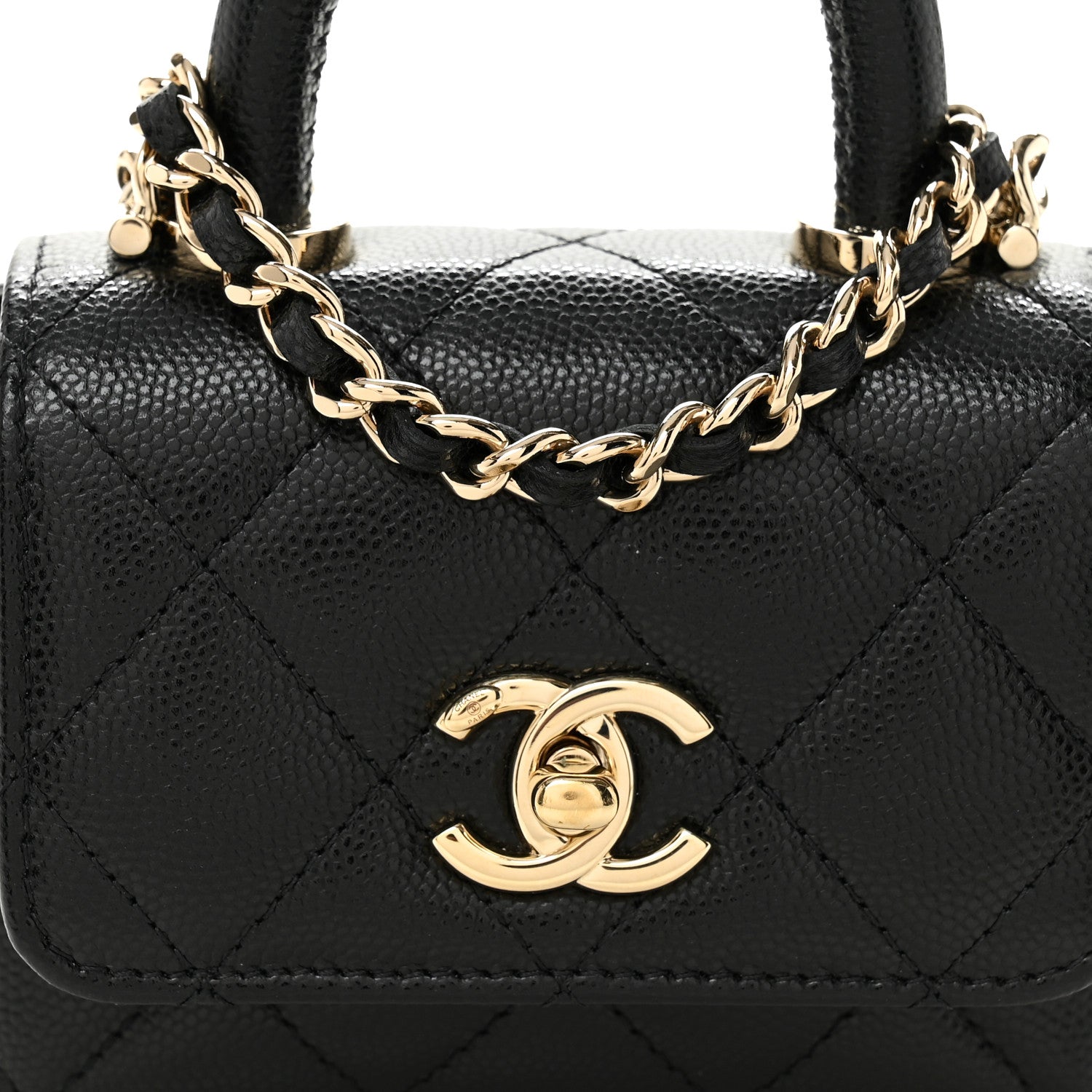 Chanel Caviar Quilted Nano Coco Handle Clutch With Chain Black 8 of 11
