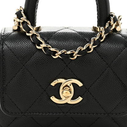 Chanel Caviar Quilted Nano Coco Handle Clutch With Chain Black 8 of 11
