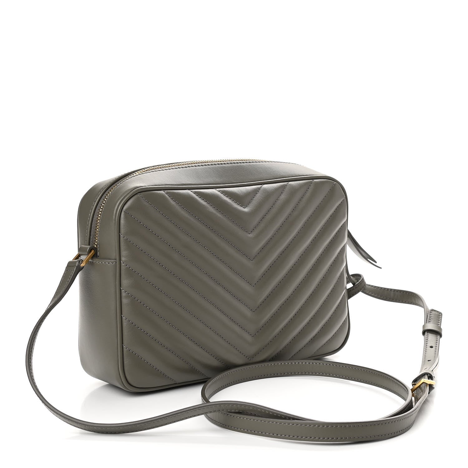 Saint Laurent Calfskin Matelasse Monogram Lou Camera Bag Grey Kaki 2 of 9
