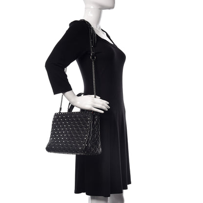 Valentino Garavani Craquele Nappa Rockstud Spike Tote Black 2 of 9