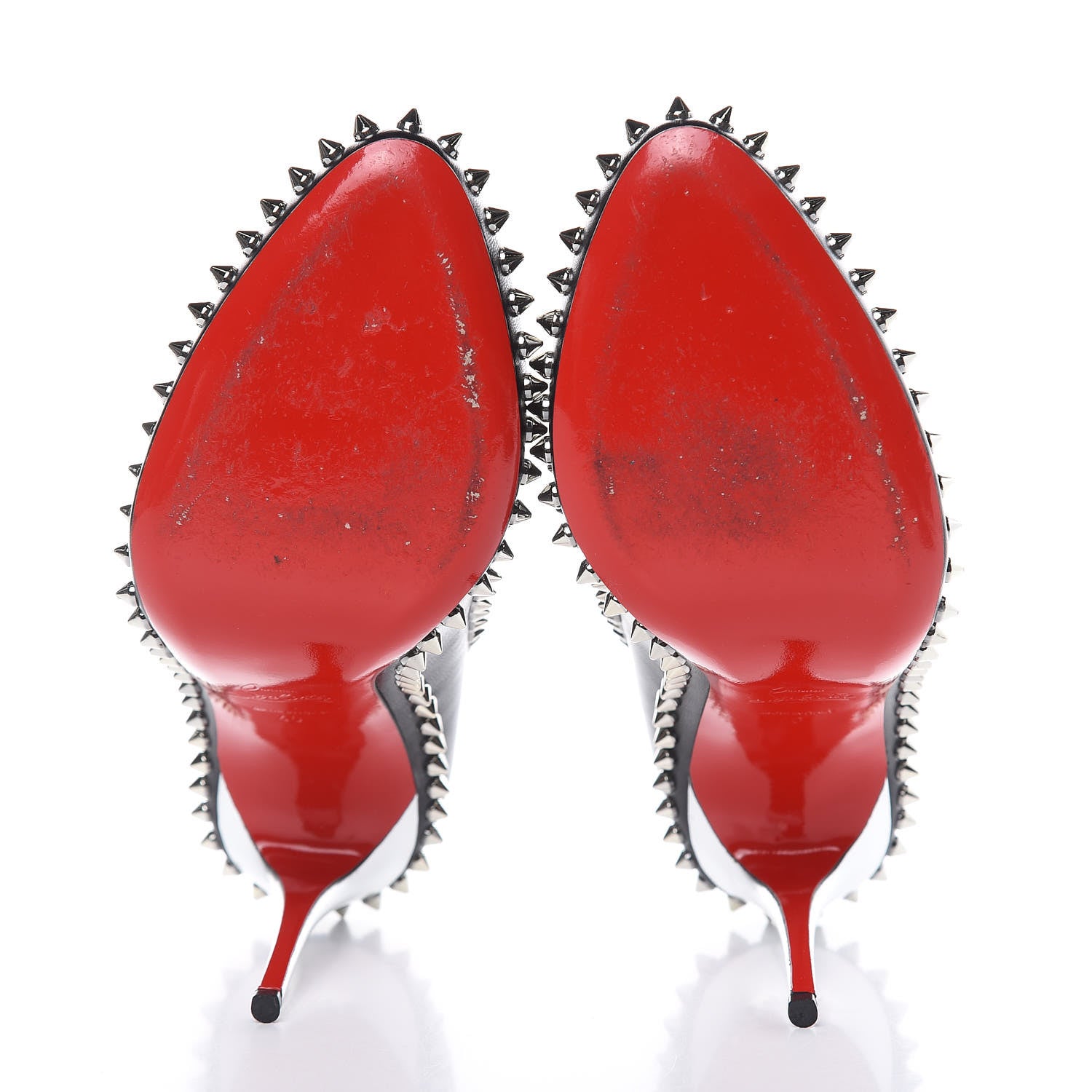 Christian Louboutin Kid Specchio Dora Spikes 100 Pumps 40 Black Silver 5 of 10