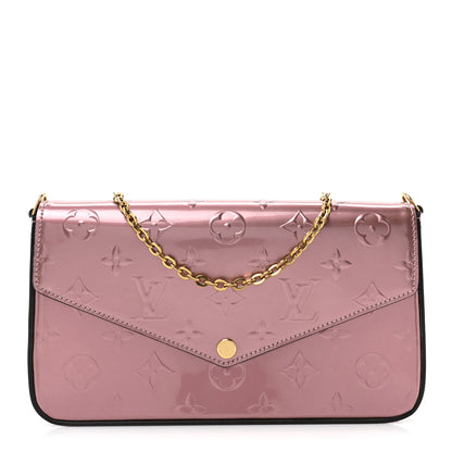 Louis Vuitton Vernis Pochette Felicie Chain Wallet Metallic Pale Pink 1 of 12