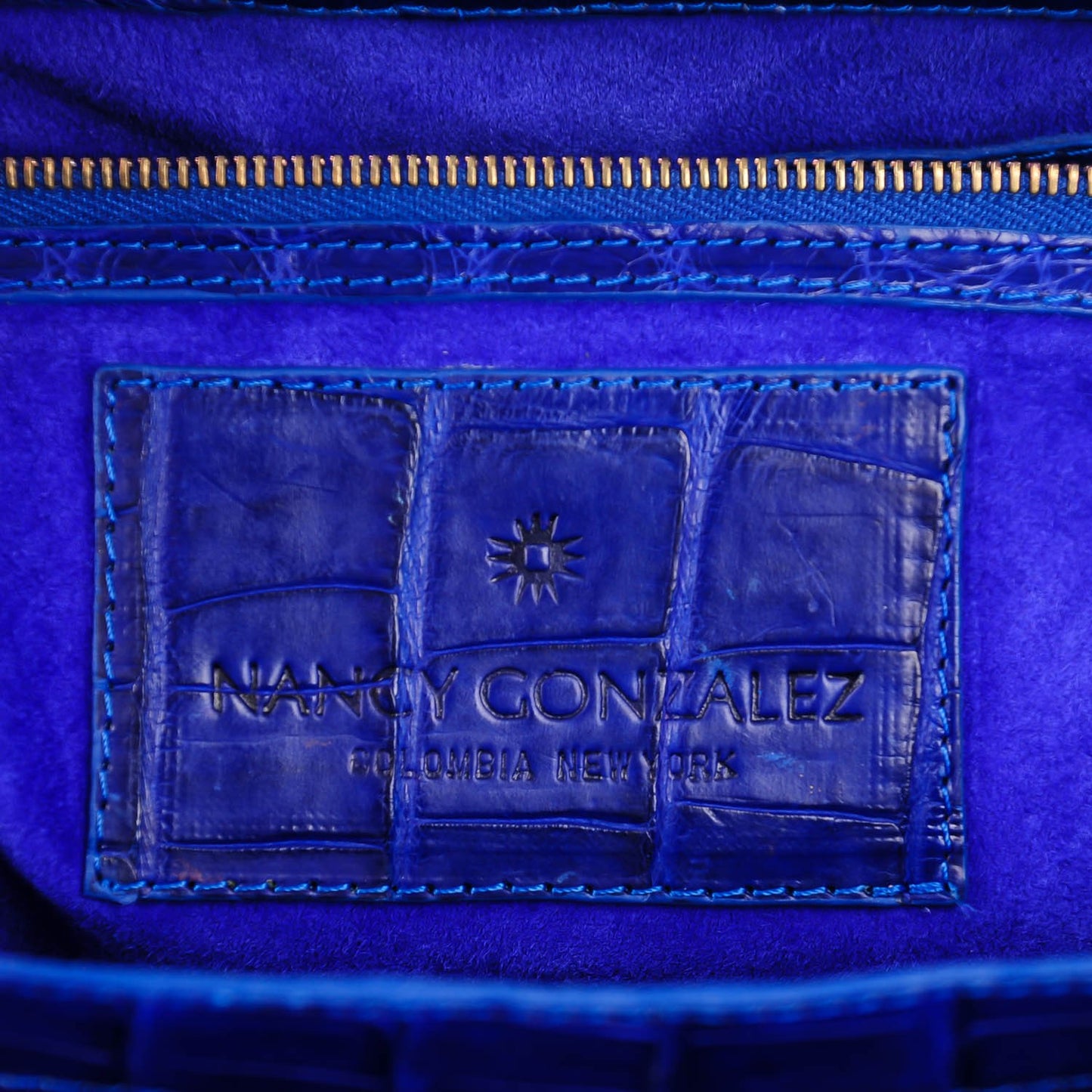 Crocodile Front Flap Shoulder Bag Cobalt