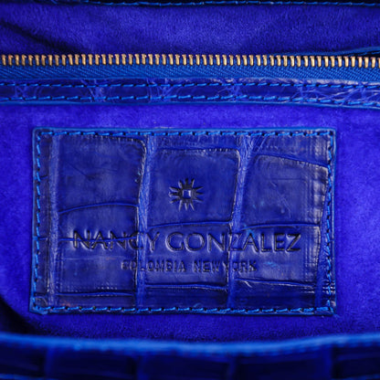 Nancy Gonzalez Crocodile Front Flap Shoulder Bag Cobalt 6 of 7