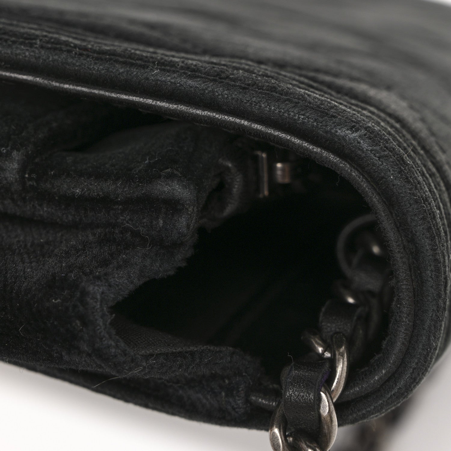 Chanel Velvet Quilted Boy Wallet On Chain WOC Black 15 of 15