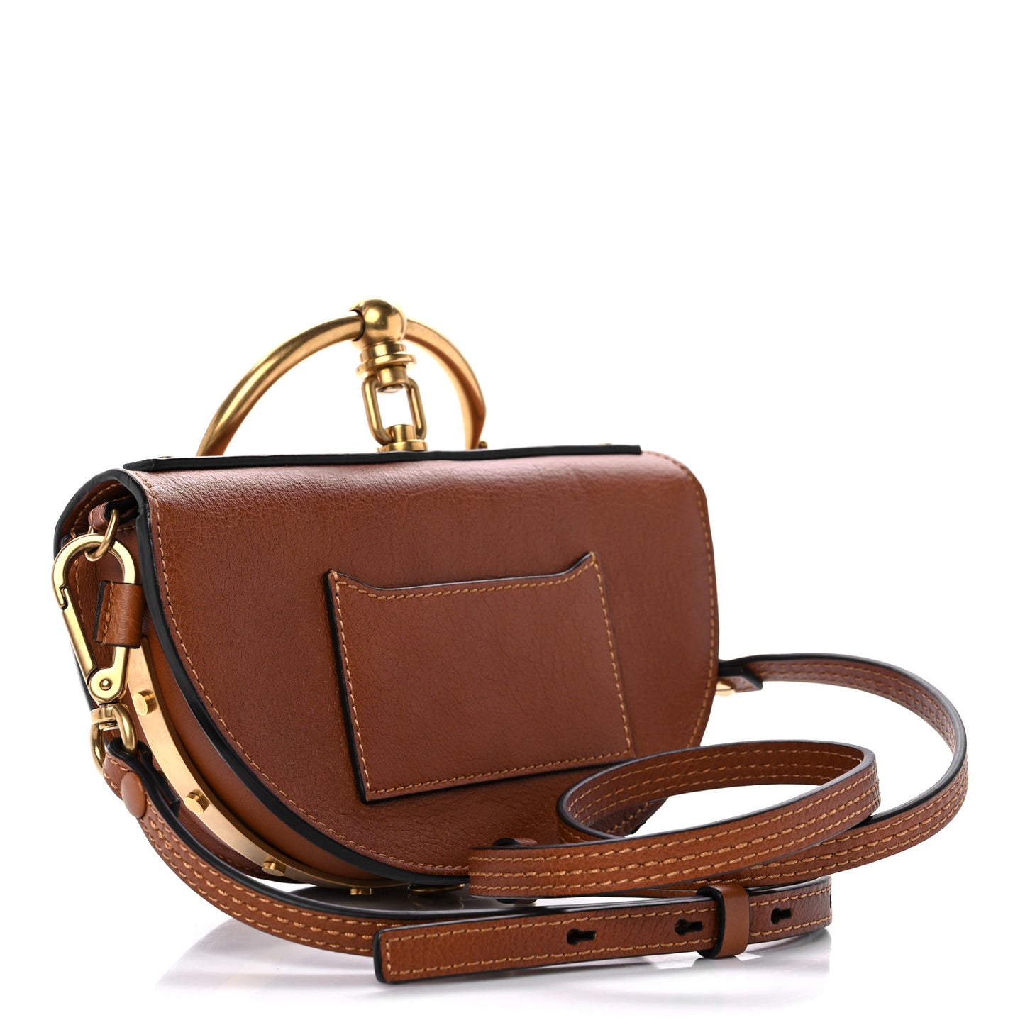 Calfskin Small Nile Bracelet Minaudiere Bag Caramel