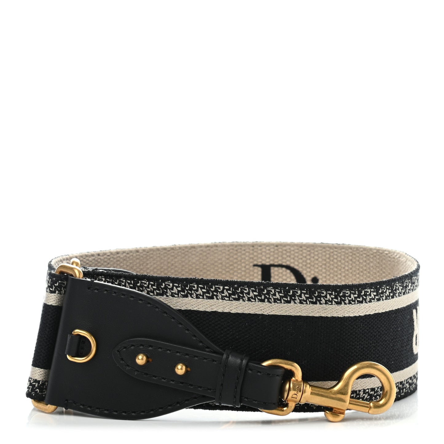 Canvas Embroidered Shoulder Strap Black