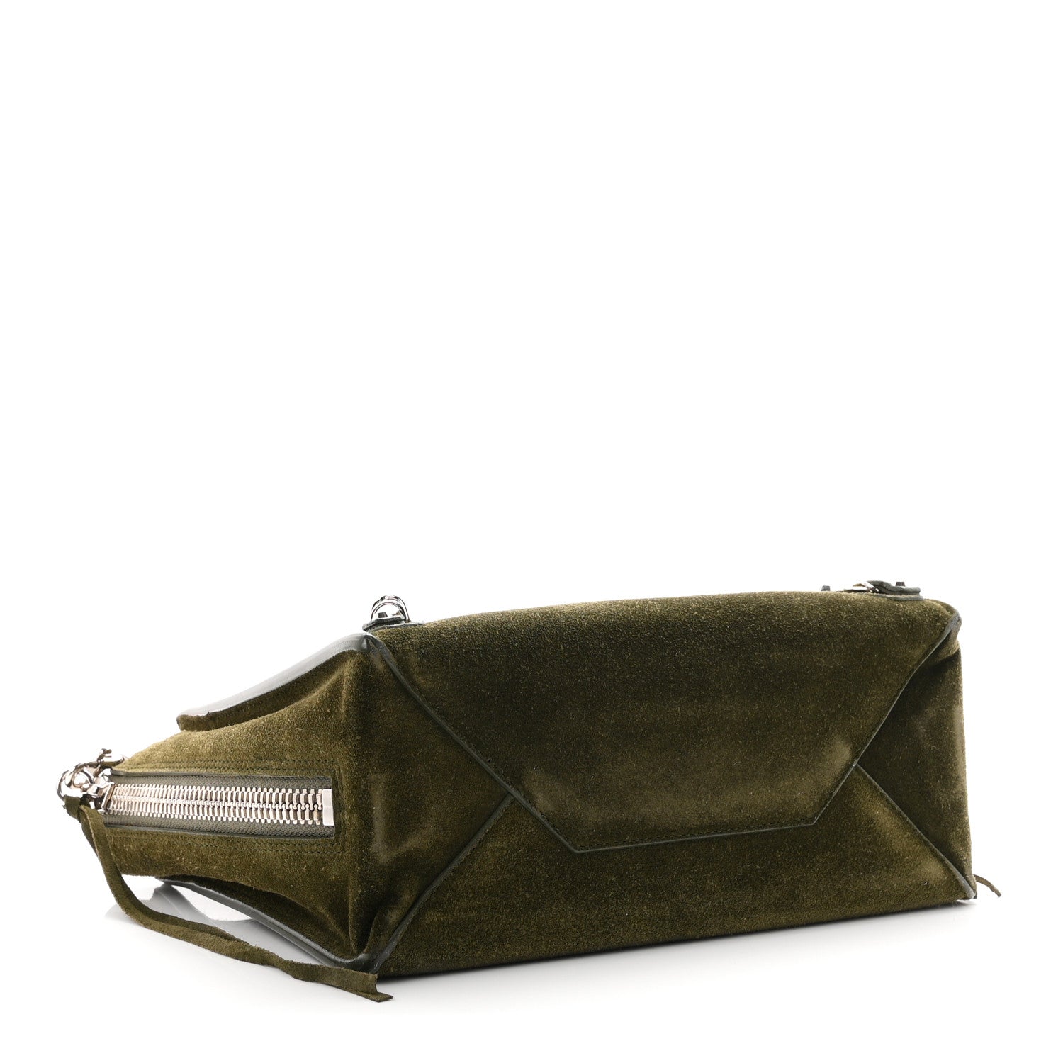 Balenciaga Baby Daim Calf Suede Papier Mini A4 Zip Around Tote Vert Militaire 4 of 10