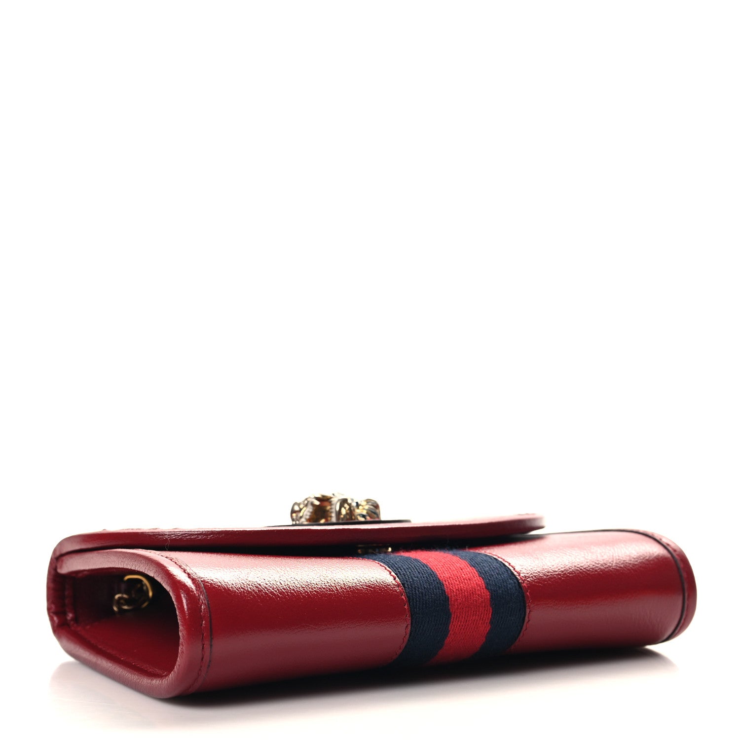 Gucci Textured Calfskin Web Mini Rajah Slim Flap Shoulder Bag Romantic Cherry 4 of 11