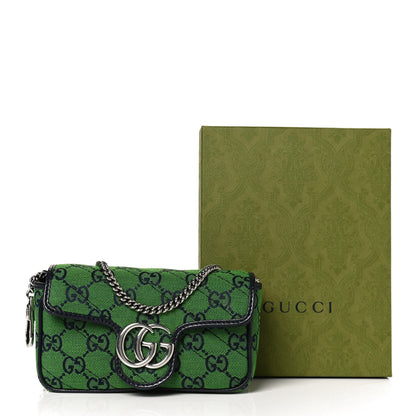 Gucci Monogram Multicolor Matelasse Diagonal Super Mini GG Marmont Shoulder Bag Green Blue 11 of 11