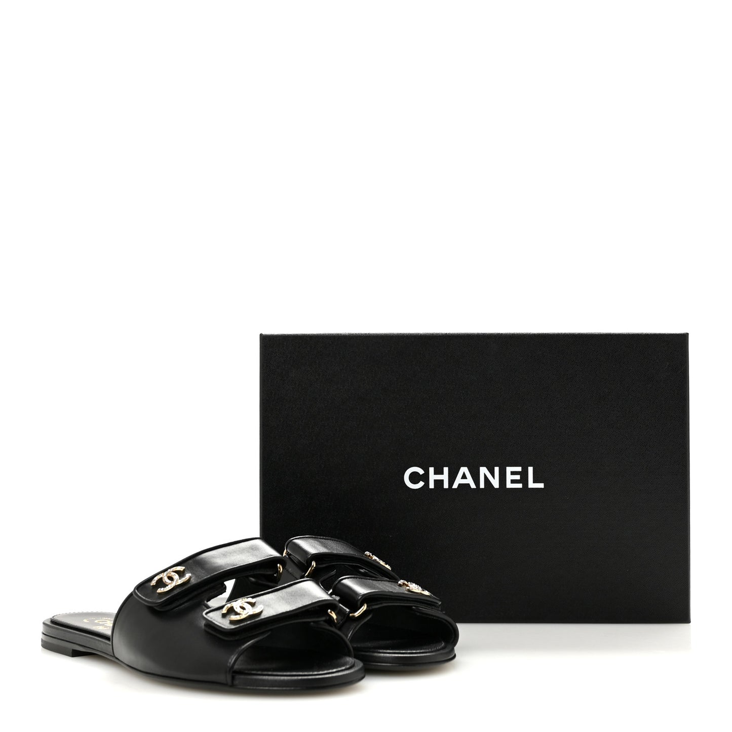 Lambskin Velcro Mules 39 Black
