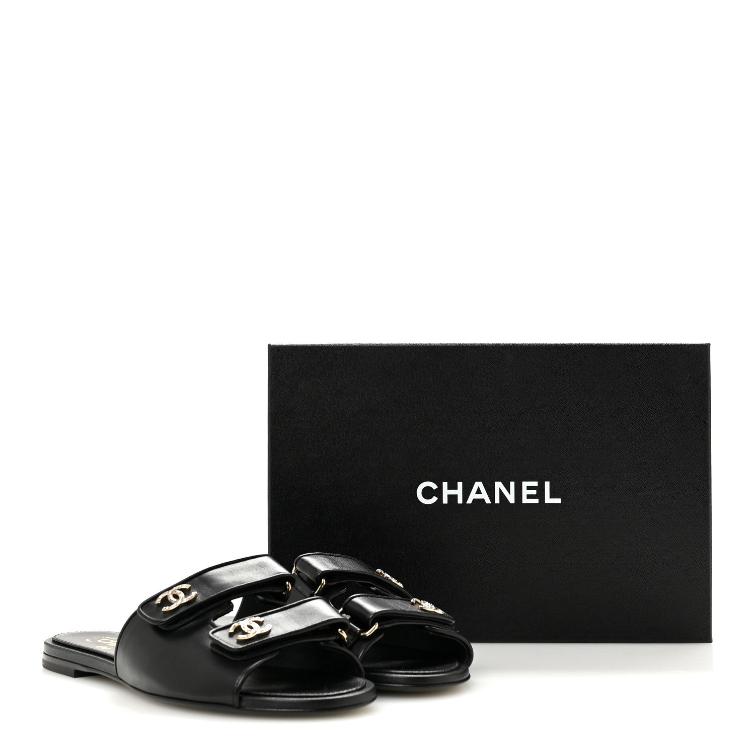 Chanel Lambskin Velcro Mules 39 Black 10 of 10